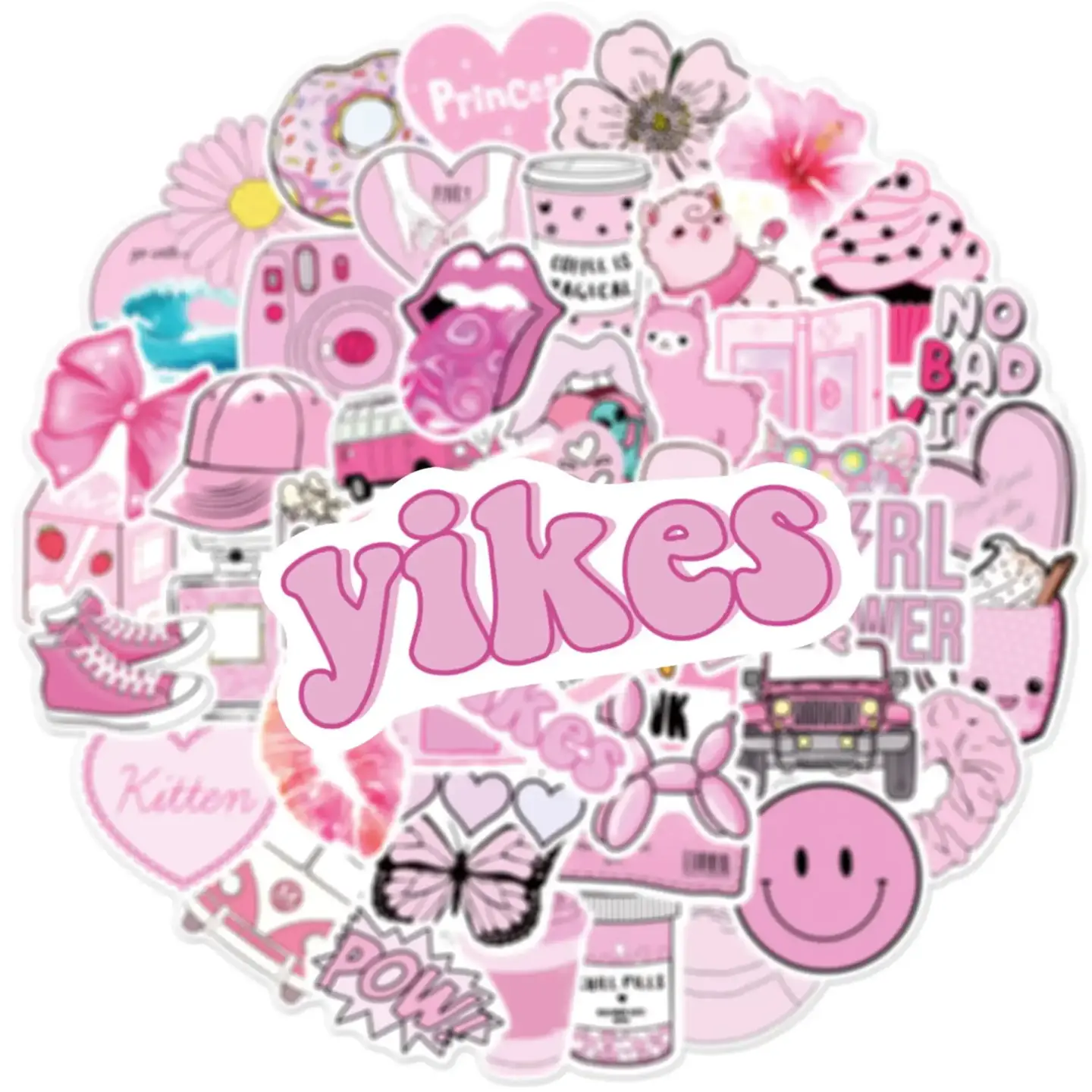 Pink VSCO Cute Girl Stickers Pack of 50