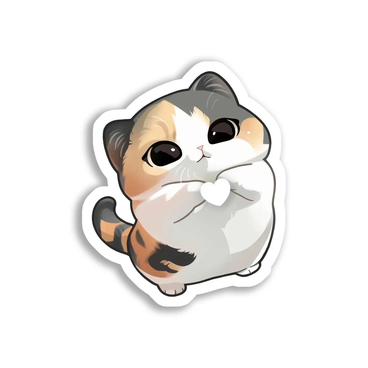 A Cute Cat Holding a Heart Sticker