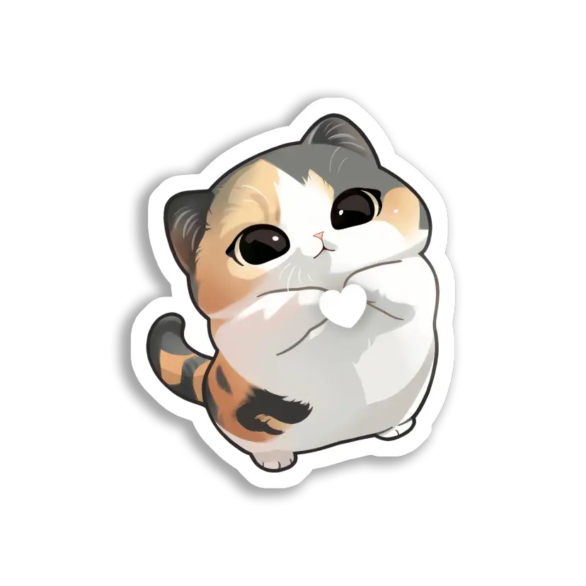 A Cute Cat Holding a Heart Sticker