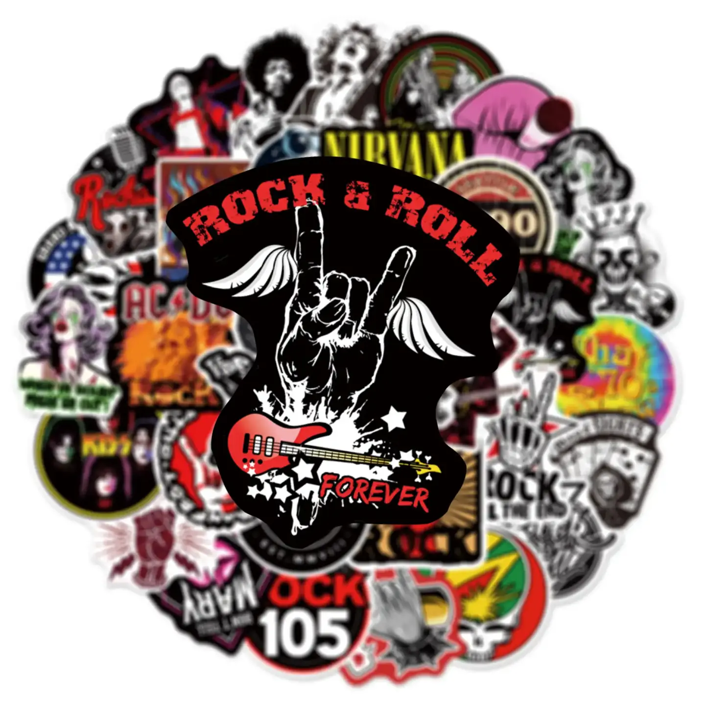 Rock Band Pop Cartoon Graffiti Stickers Pack of 50