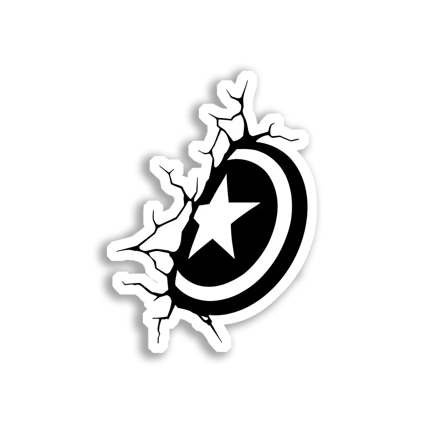 Captain America Shield Breaks Through Sticker