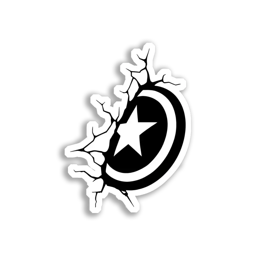 Captain America Shield Breaks Through Sticker