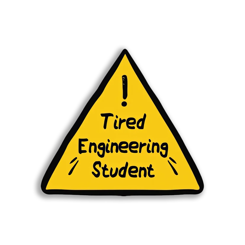 Tired Engineering Student Sticker