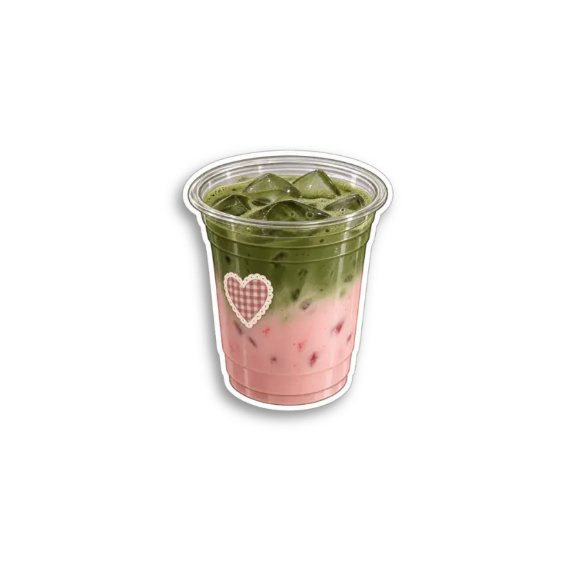 Iced Strawberry Matcha Sticker