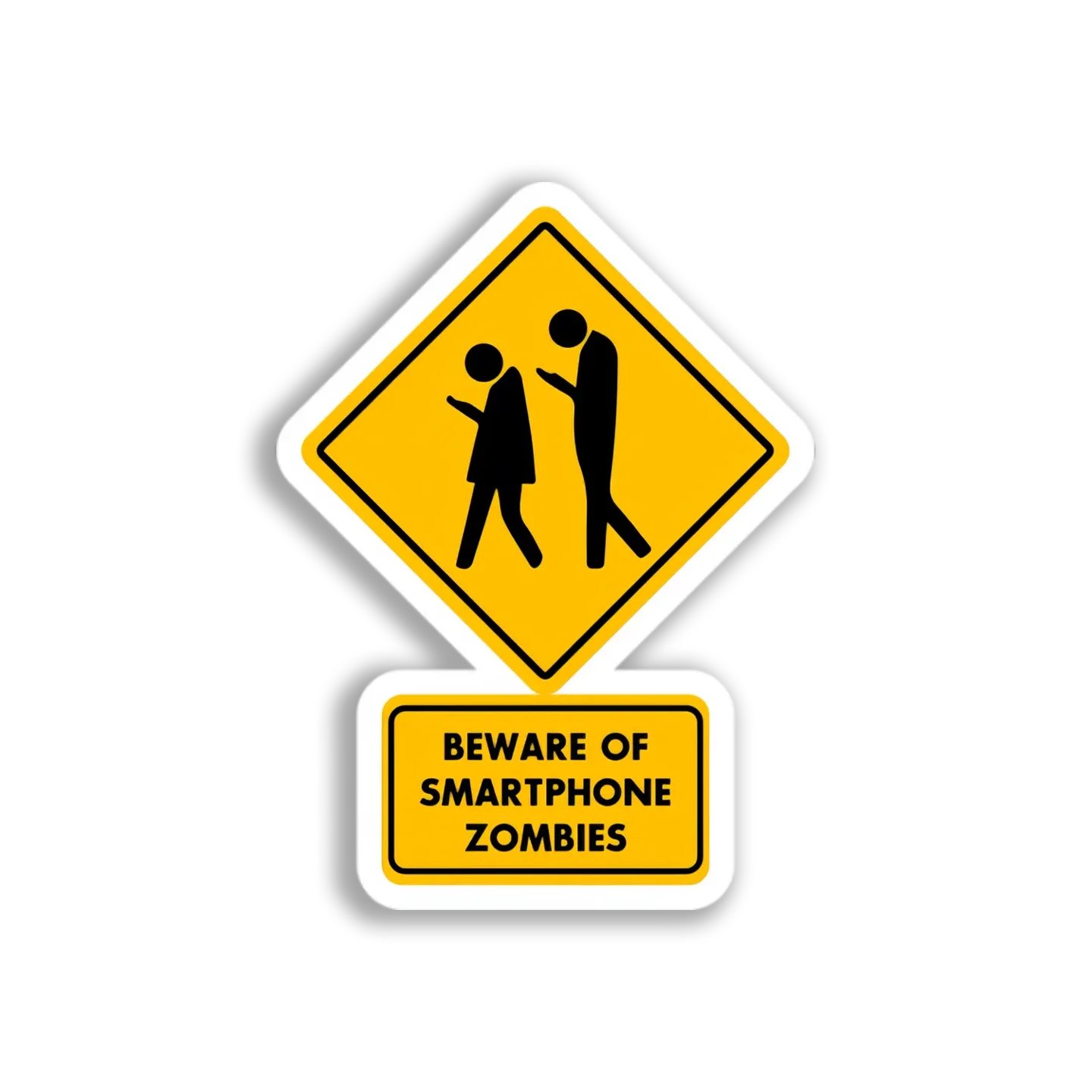 Smartphone Zombie Warning Sticker
