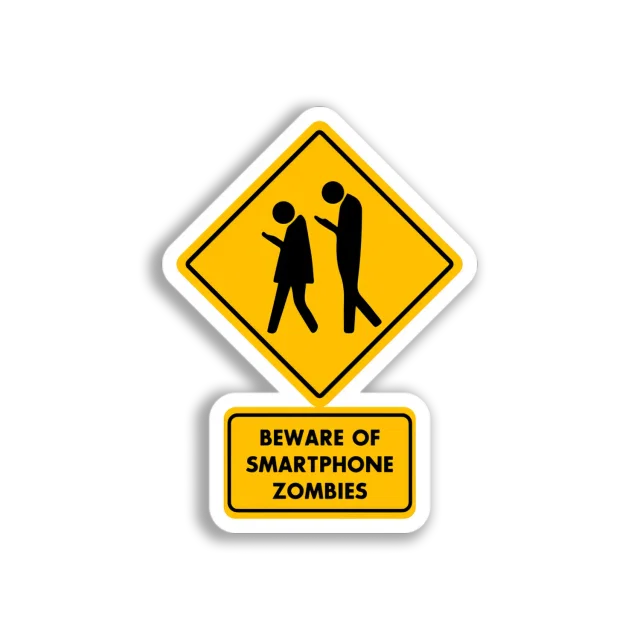 Smartphone Zombie Warning Sticker
