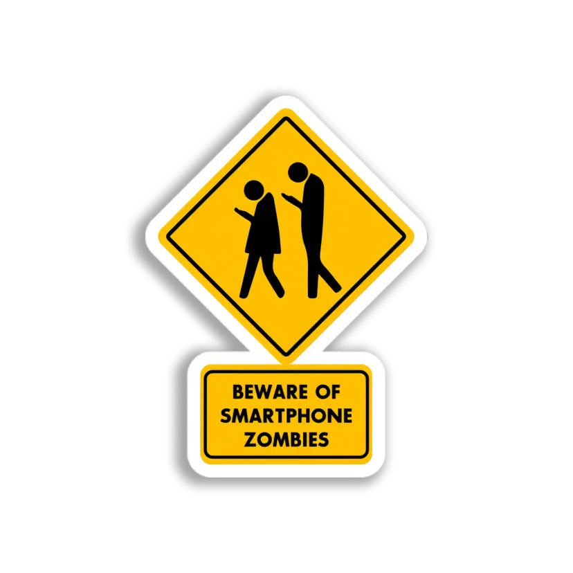 Smartphone Zombie Warning Sticker