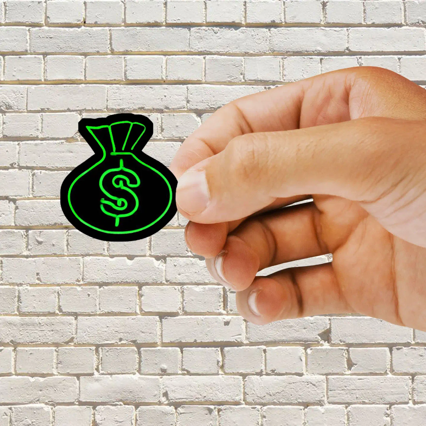 Neon Dollar Money Bag Sticker