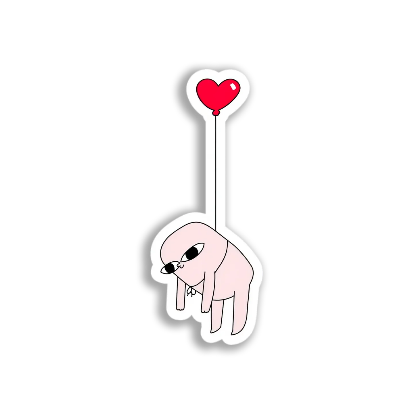 Pink Creature Balloon Heart Sticker