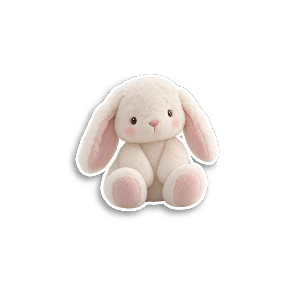 White Plush Bunny Sticker