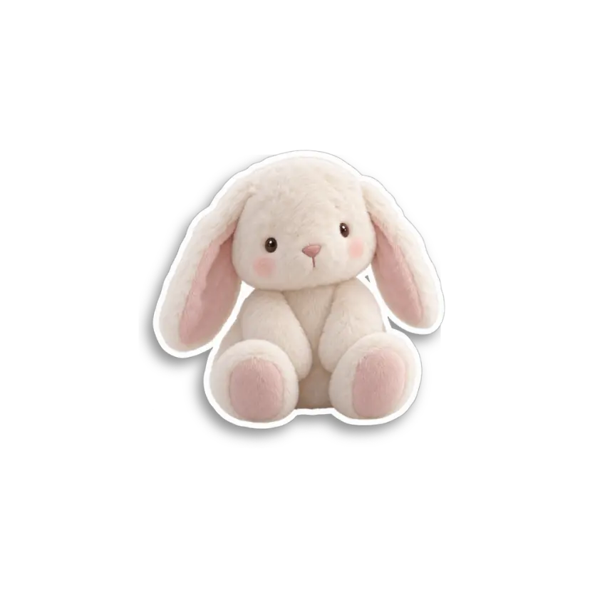 White Plush Bunny Sticker