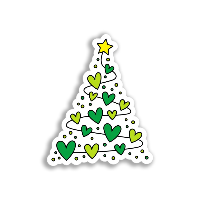 Heart Christmas Tree Sticker