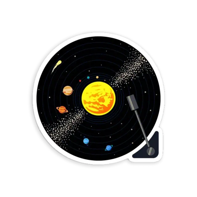 Solar System Vinyl Record Sticker