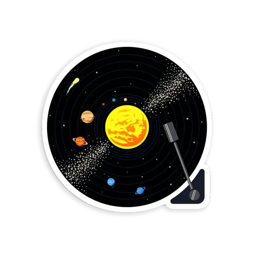 Solar System Vinyl Record Sticker