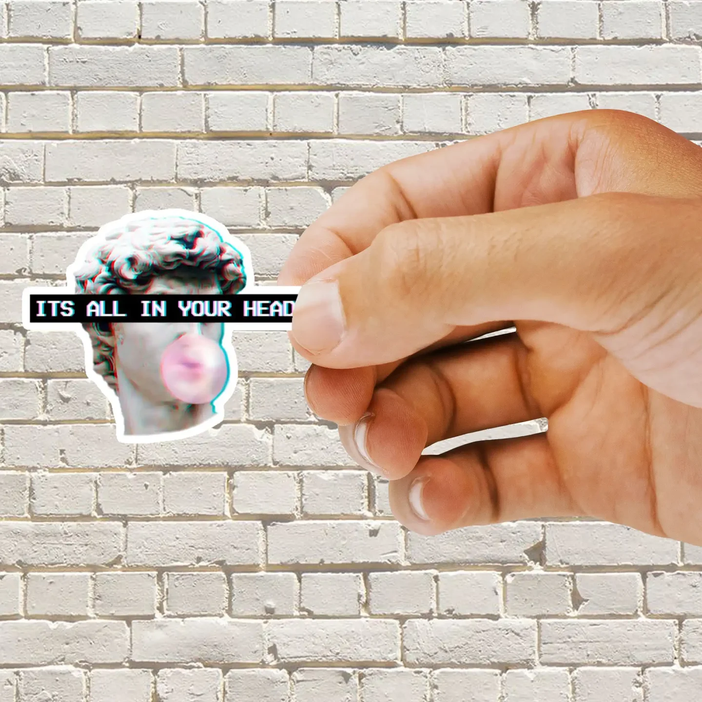 Vaporwave Aesthetic Art Glitch 90s Its All In Your Head Sticker