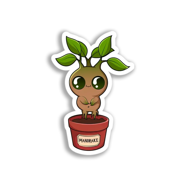Cute Mandrake Plant Sticker