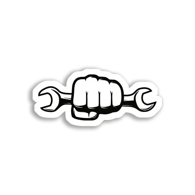 Fist Holding A Wrench Car Sticker