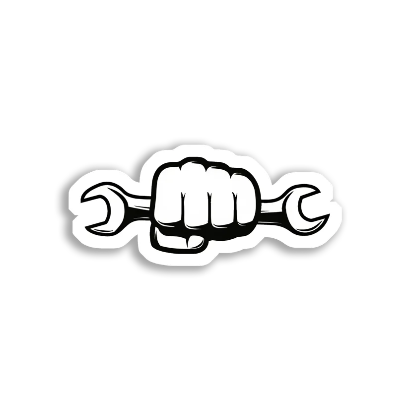 Fist Holding A Wrench Car Sticker