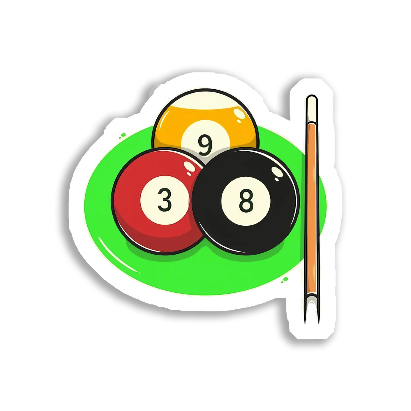 Billiards 3, 8, and 9 Balls Sticker