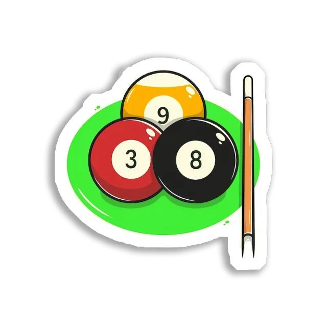 Billiards 3, 8, and 9 Balls Sticker
