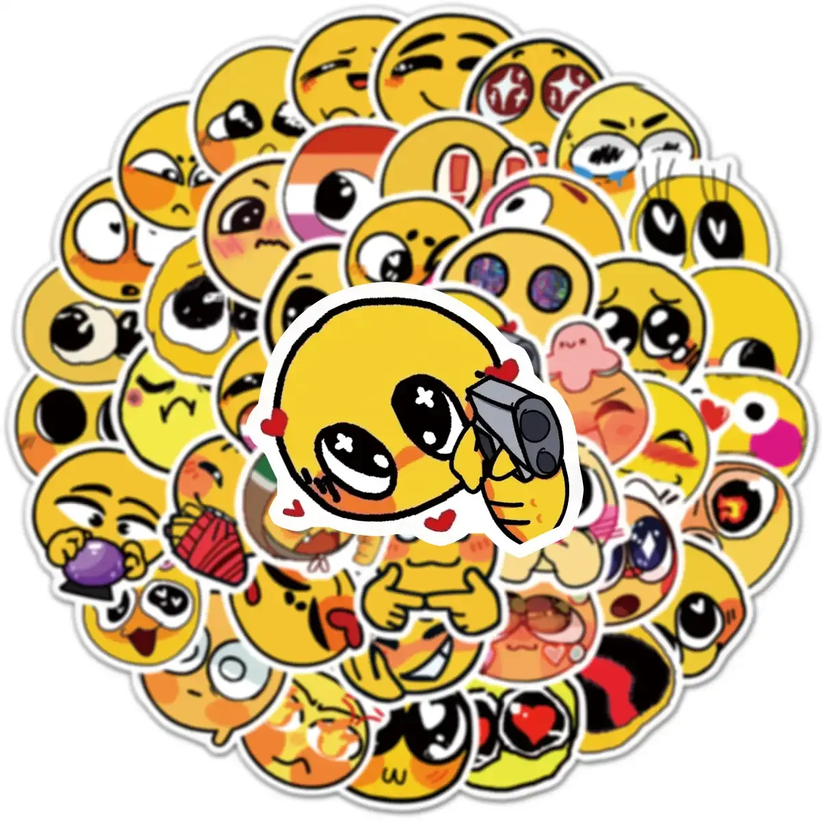 Cute Smiling Faces Cartoon Graffiti Sticker Pack of 50