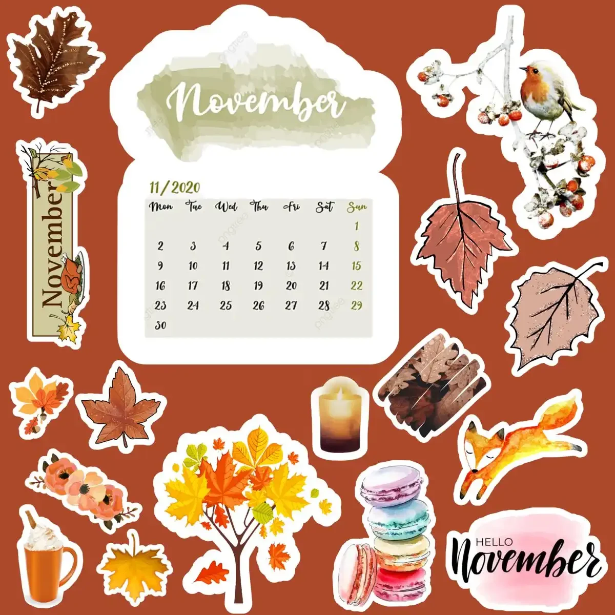 Aesthetic November Stickers