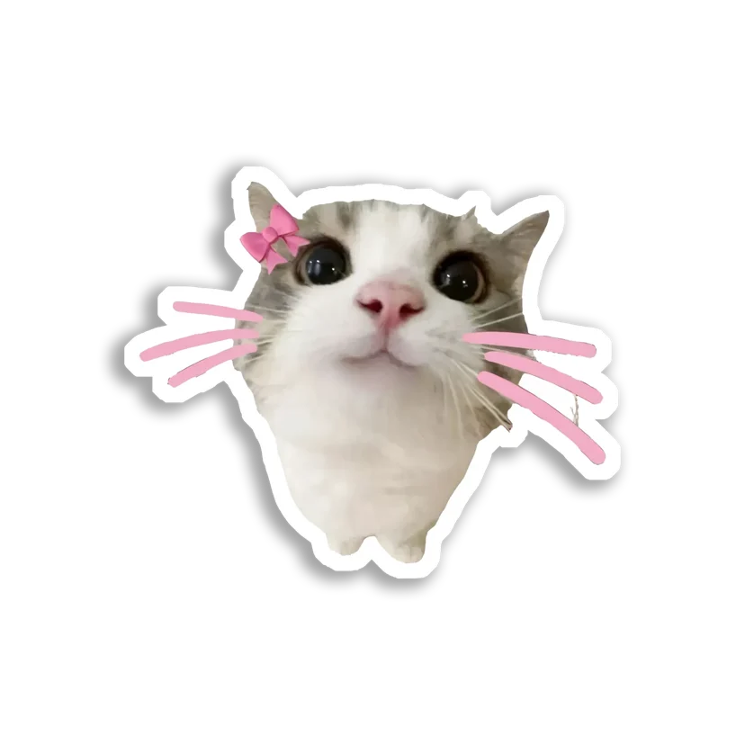 Cute Cat With a Pink Bow Sticker
