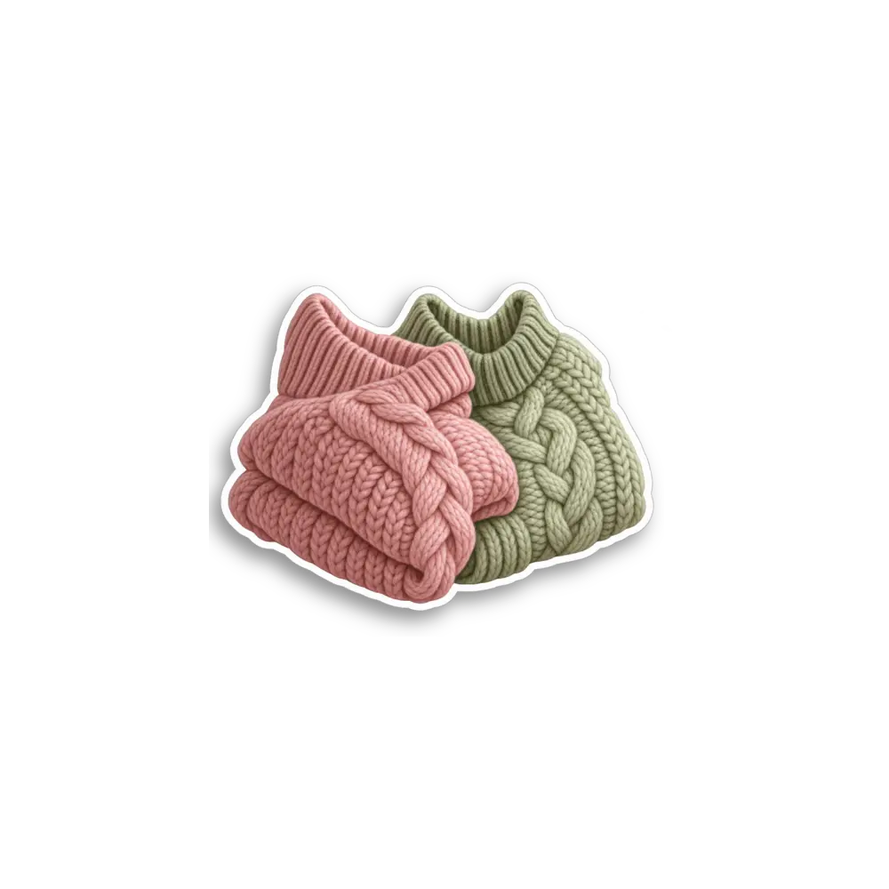 Pink Green Knit Sweaters Sticker