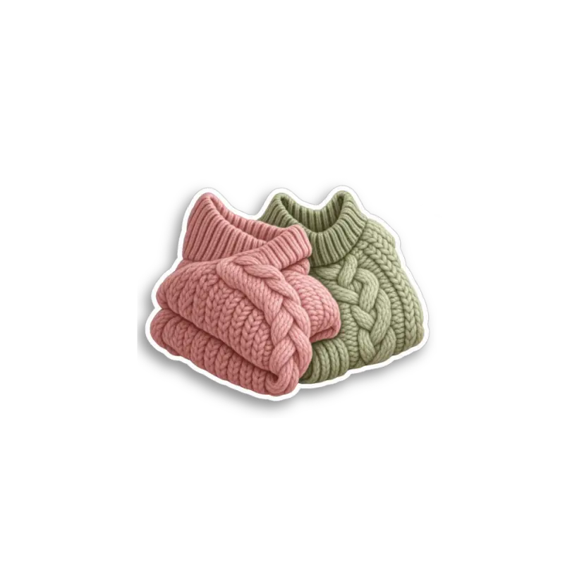 Pink Green Knit Sweaters Sticker