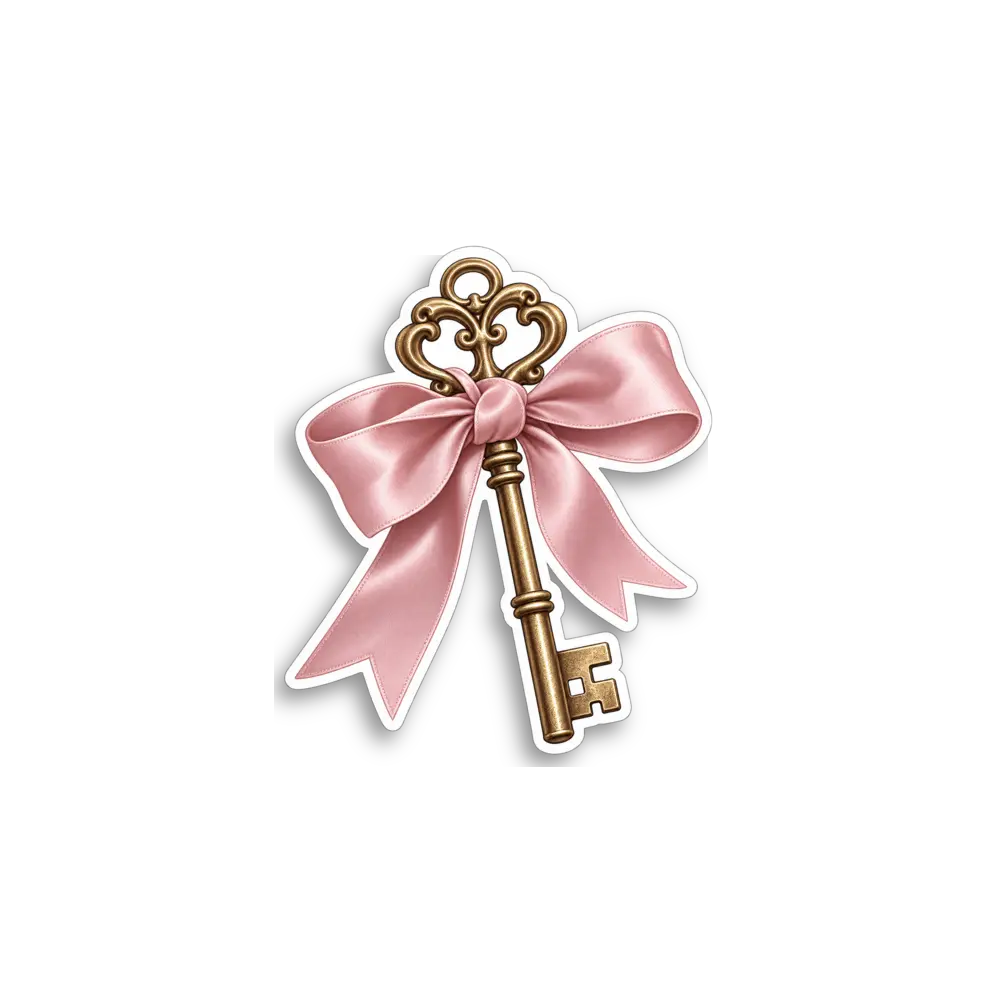 Pink Ribbon Key Sticker