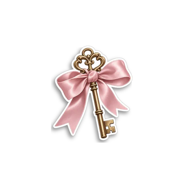 Pink Ribbon Key Sticker