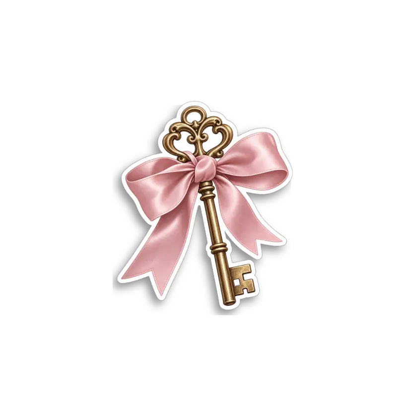Pink Ribbon Key Sticker