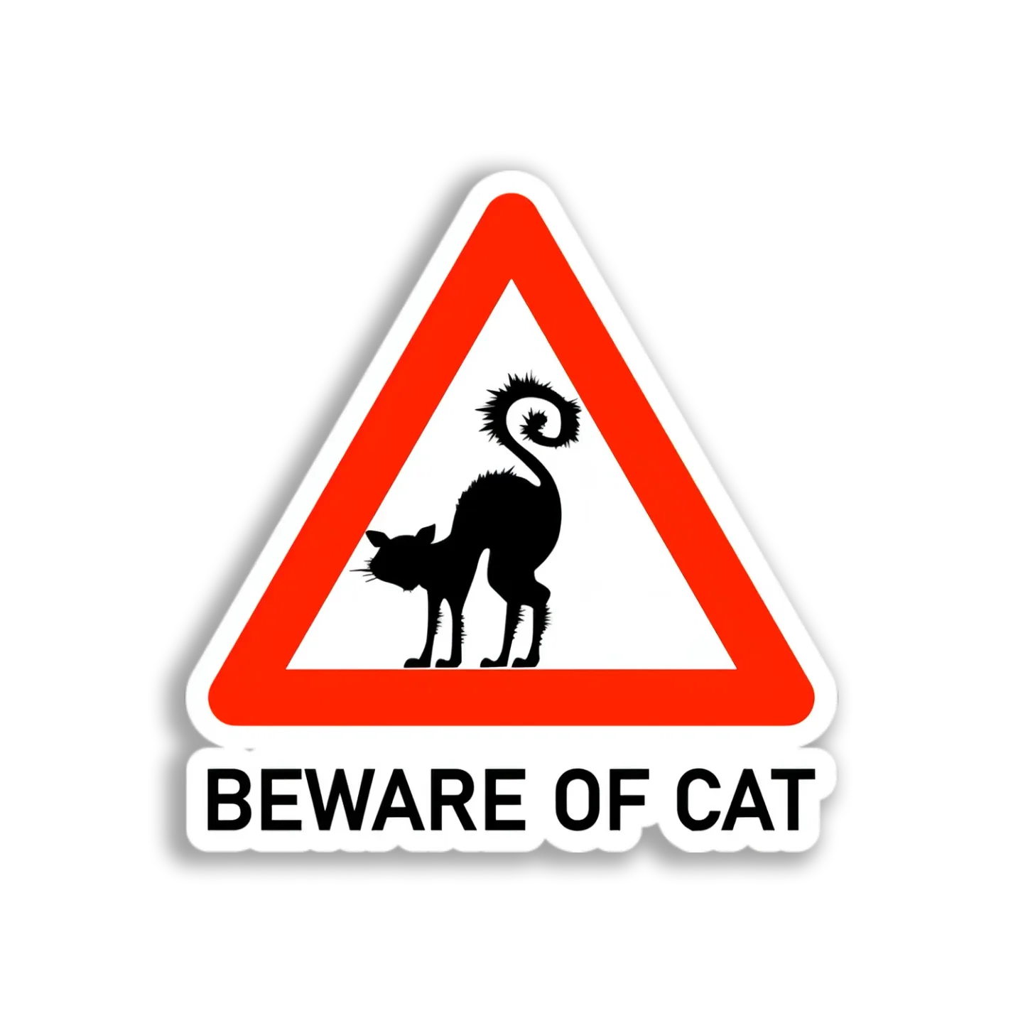 Beware Cat Warning Sticker