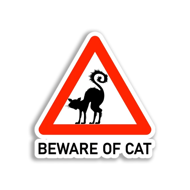 Beware Cat Warning Sticker