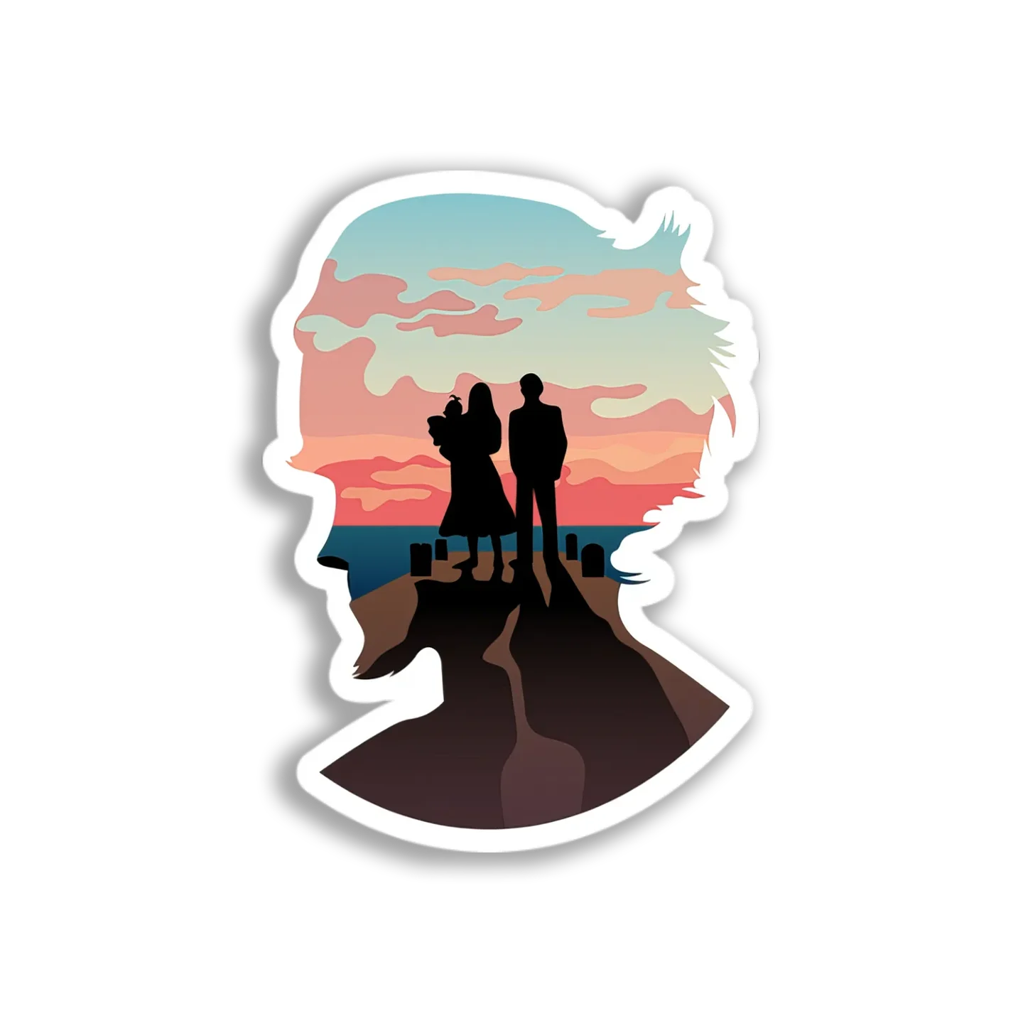 Family Sunset Silhouette Sticker