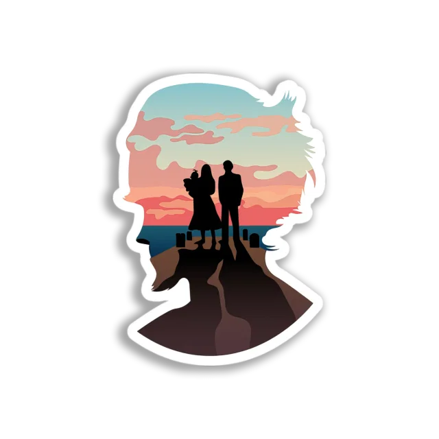 Family Sunset Silhouette Sticker