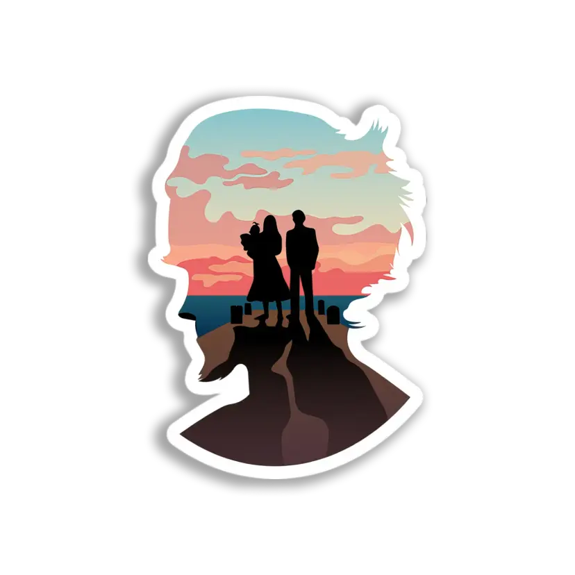 Family Sunset Silhouette Sticker