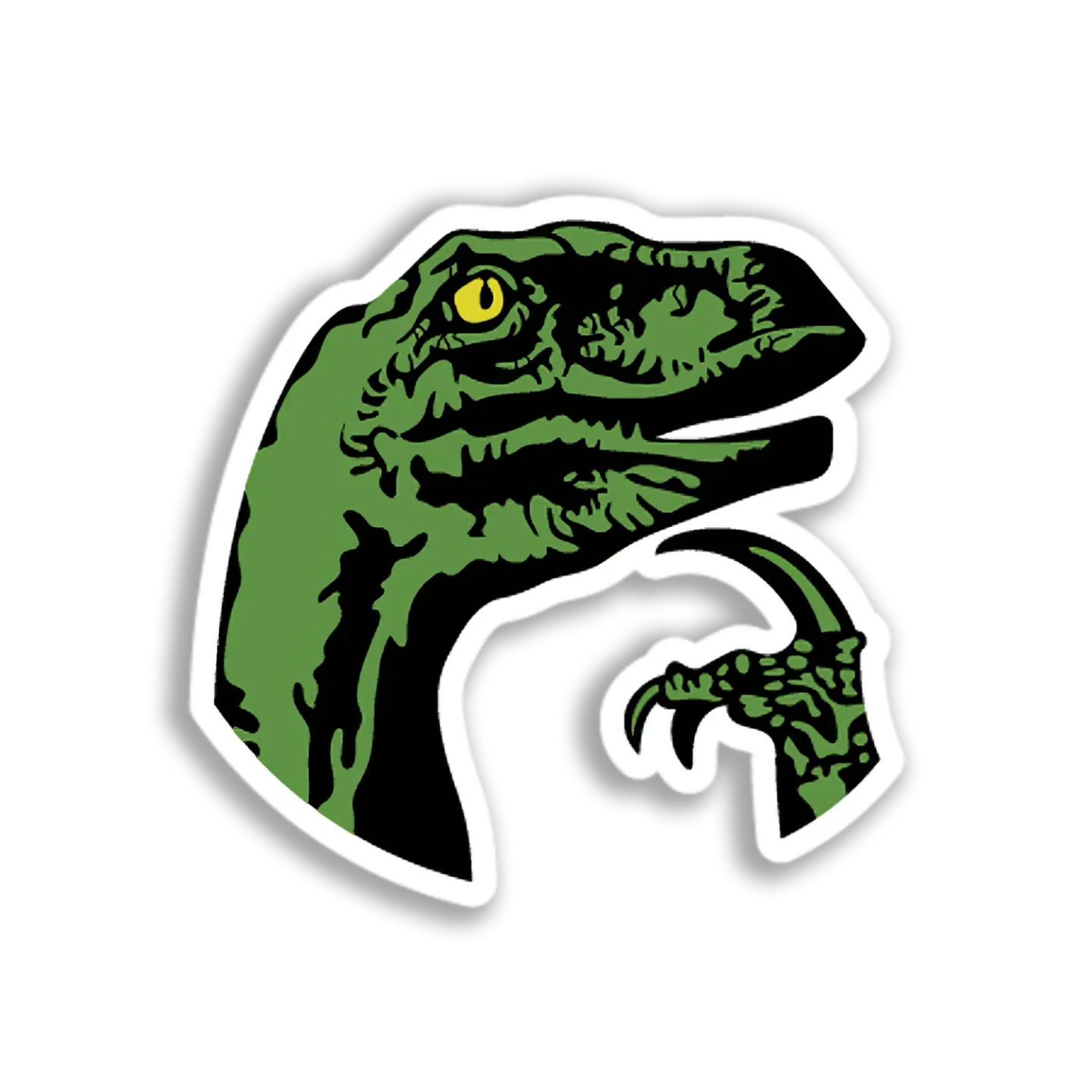 Thinking Raptor Head Sticker