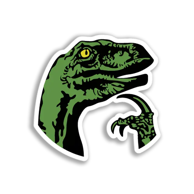 Thinking Raptor Head Sticker