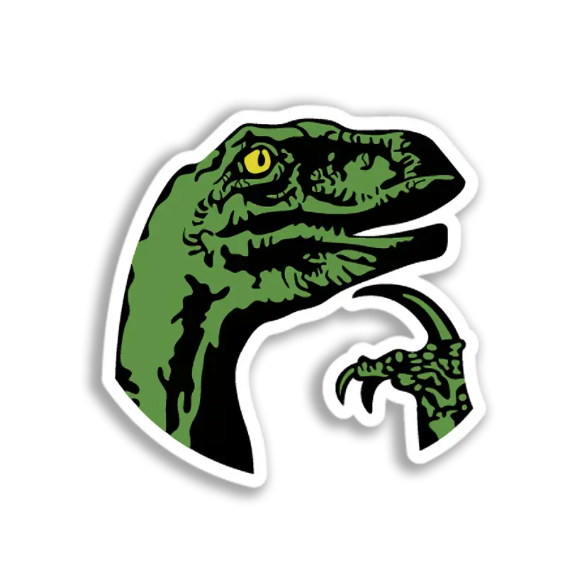 Thinking Raptor Head Sticker