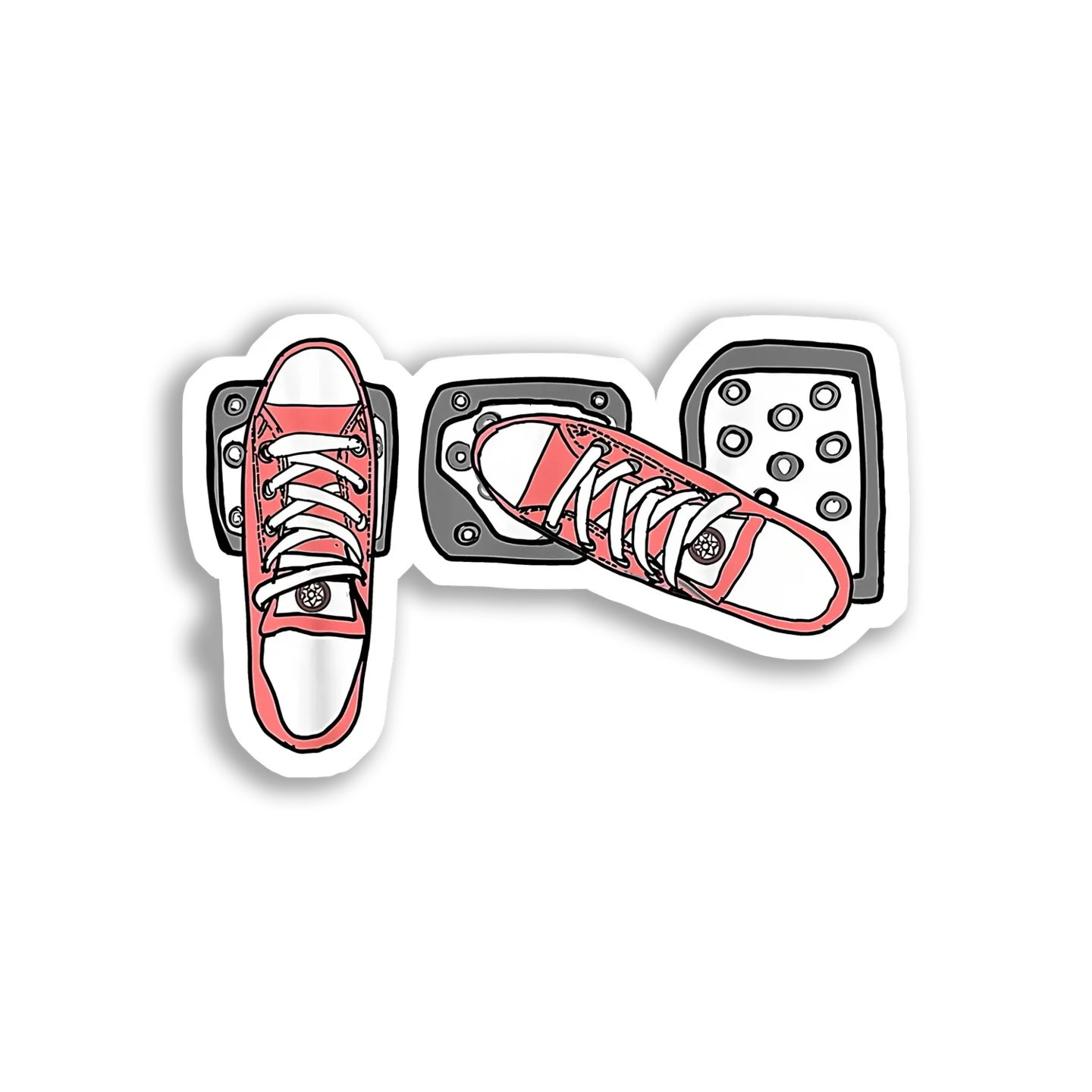 Driving With Pink Converse Shoes Car Sticker