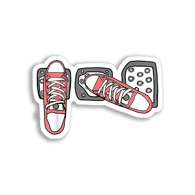 Driving With Pink Converse Shoes Car Sticker