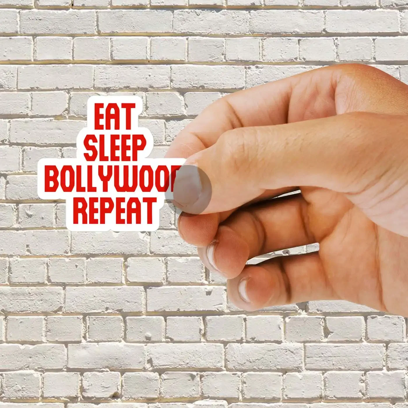 Eat Sleep Bollywood Repeat Red Yellow Sticker