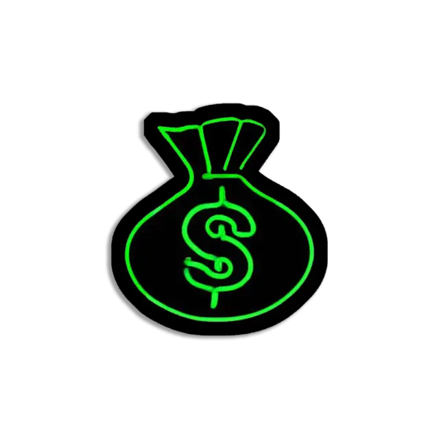 Neon Dollar Money Bag Sticker