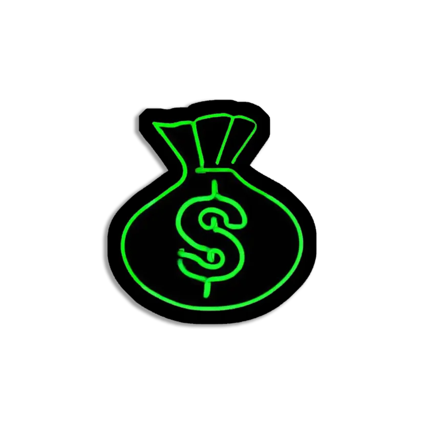 Neon Dollar Money Bag Sticker