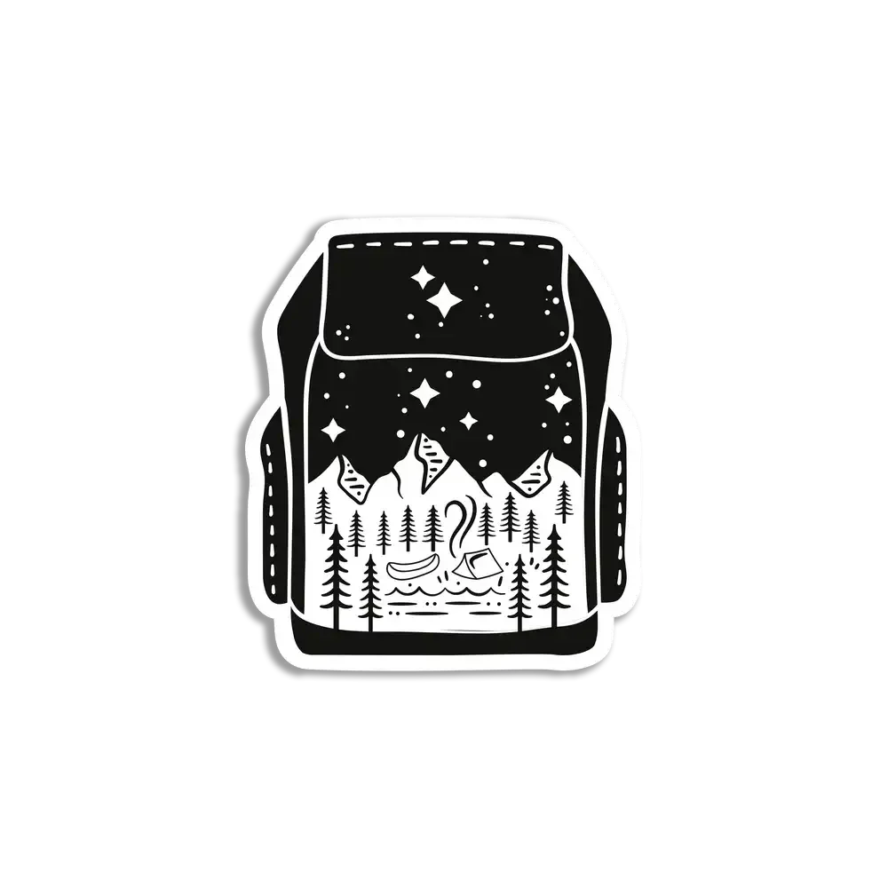 Black Backpack Camping Sticker