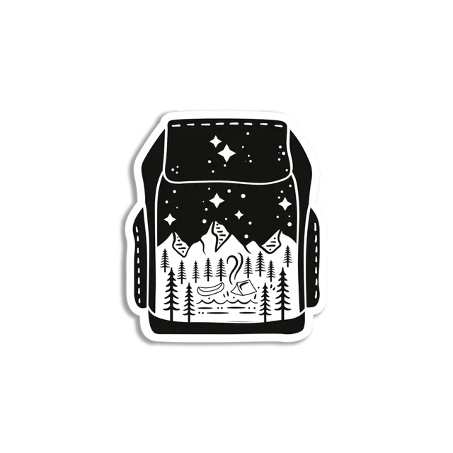 Black Backpack Camping Sticker
