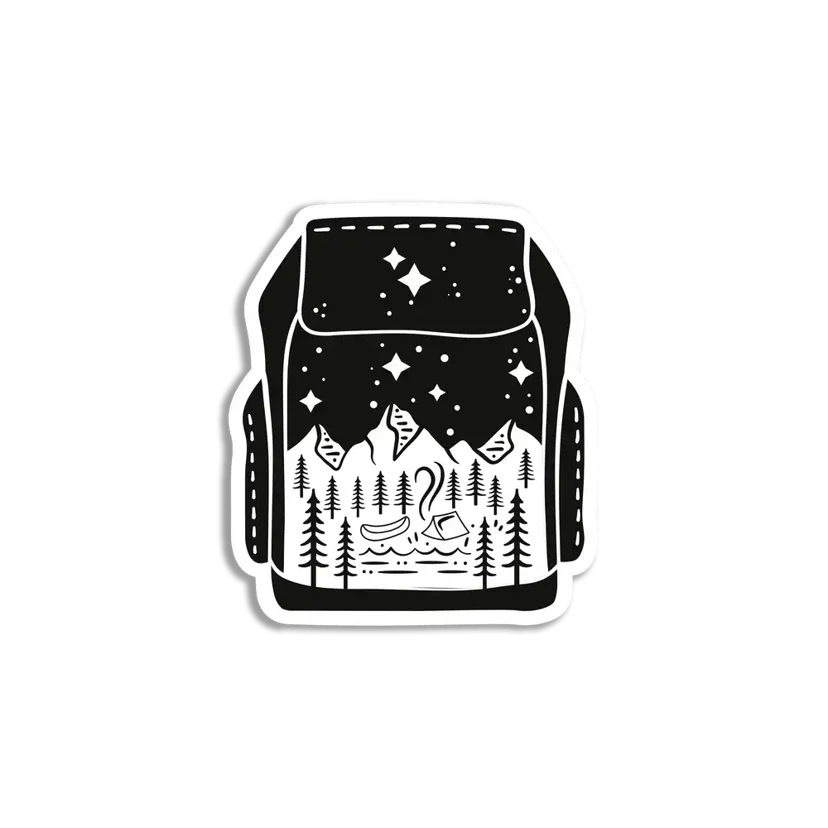 Black Backpack Camping Sticker