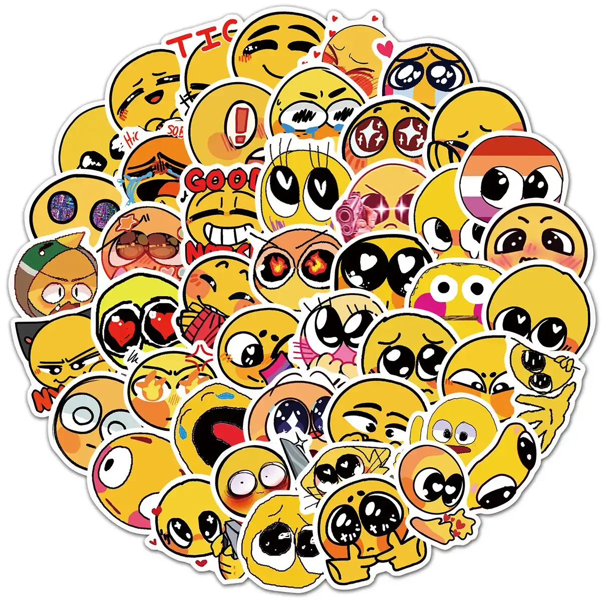 Cute Smiling Faces Cartoon Graffiti Sticker Pack of 50