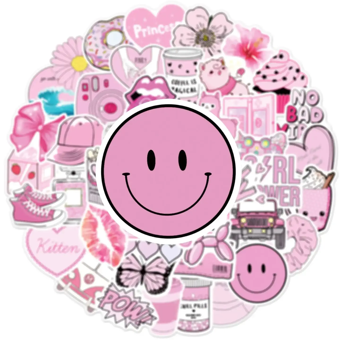 Pink VSCO Cute Girl Stickers Pack of 50